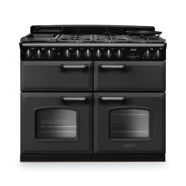 Rangemaster CLDLB110DFPSLT/CM1 Classic Deluxe 110 Dual Fuel Range Cooker - Slate - A Rated