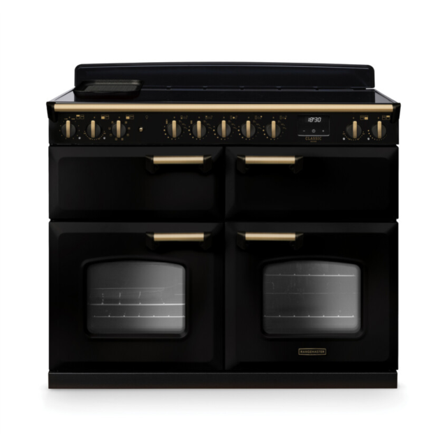 Rangemaster CLDLB110EIPGBL/AB1 Classic Deluxe 110 Induction Range Cooker - Gloss Black - A Rated