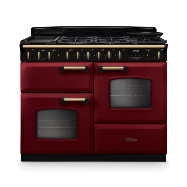 Rangemaster CLDLO110DFPBOR/AB1 Classic Deluxe 110 Dual Fuel Range Cooker - Bordeaux - A Rated
