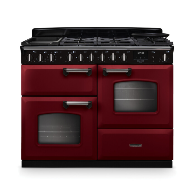 Rangemaster CLDLO110DFPBOR/CM1 Classic Deluxe 110 Dual Fuel Range Cooker - Bordeaux - A Rated