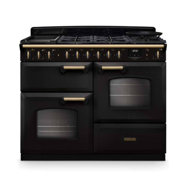Rangemaster CLDLO110DFPCBL/AB1 Classic Deluxe 110 Dual Fuel Range Cooker - Charcoal Black - A Rated