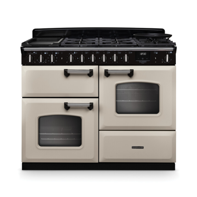Rangemaster CLDLO110DFPPCR/CM1 Classic Deluxe 110 Dual Fuel Range Cooker - Pale Cream - A Rated