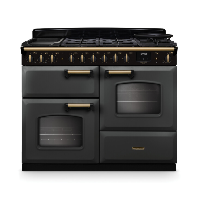 Rangemaster CLDLO110DFPSLT/AB1 Classic Deluxe 110 Dual Fuel Range Cooker - Slate - A Rated