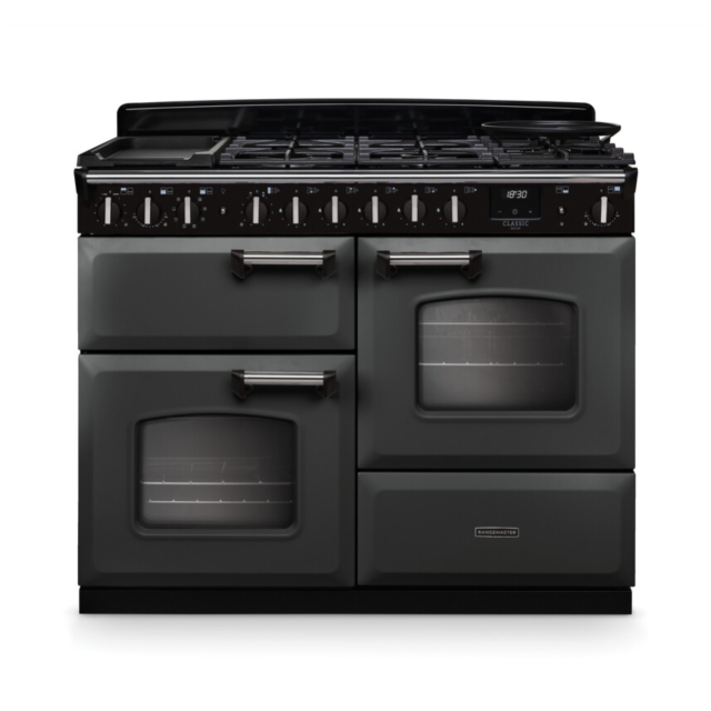 Rangemaster CLDLO110DFPSLT/CM1 Classic Deluxe 110 Dual Fuel Range Cooker - Slate - A Rated