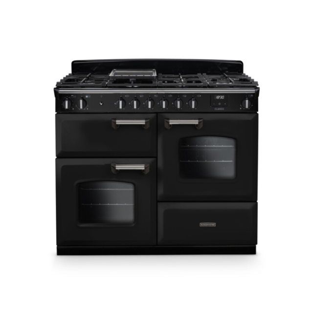 Rangemaster CLO110DFPGBL/CM1 Classic 110 Dual Fuel Range Cooker - Gloss Black - A Rated