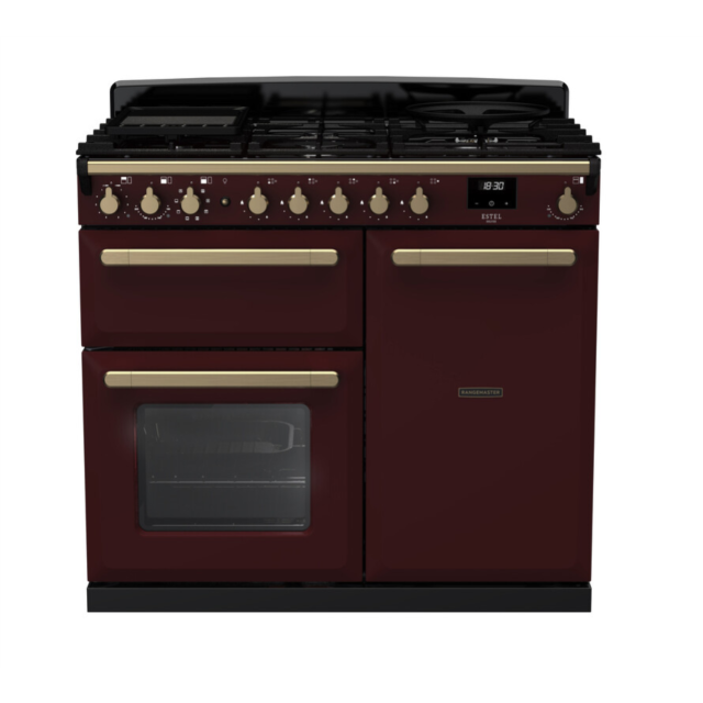 Rangemaster ESDL100DFPBOR/AB1 Estel Deluxe 100 Dual Fuel Range Cooker - Bordeaux - A Rated