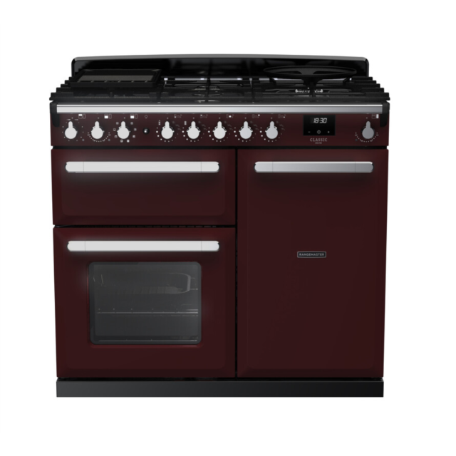 Rangemaster ESDL100DFPBOR/CM1 Estel Deluxe 100 Dual Fuel Range Cooker - Bordeaux - A Rated