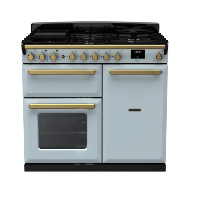 Rangemaster ESDL100DFPMSB/AB1 Estel Deluxe 100 Dual Fuel Range Cooker - Misty Blue - A Rated