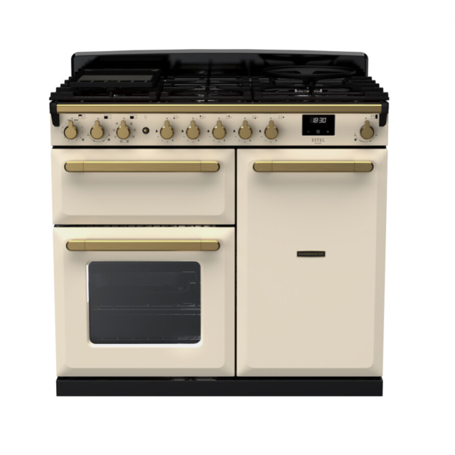 Rangemaster ESDL100DFPPCR/AB1 Estel Deluxe 100 Dual Fuel Range Cooker - Pale Cream - A Rated