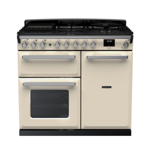 Rangemaster ESDL100DFPPCR/CM1 Estel Deluxe 100 Dual Fuel Range Cooker - Pale Cream - A Rated