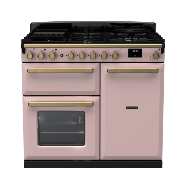 Rangemaster ESDL100DFPPPK/AB1 Estel Deluxe 100 Dual Fuel Range Cooker - Pale Pink - A Rated