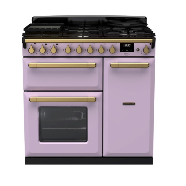 Rangemaster ESDL90DFPHTH/AB1 Estel Deluxe 90 Dual Fuel Range Cooker - Heather - A Rated