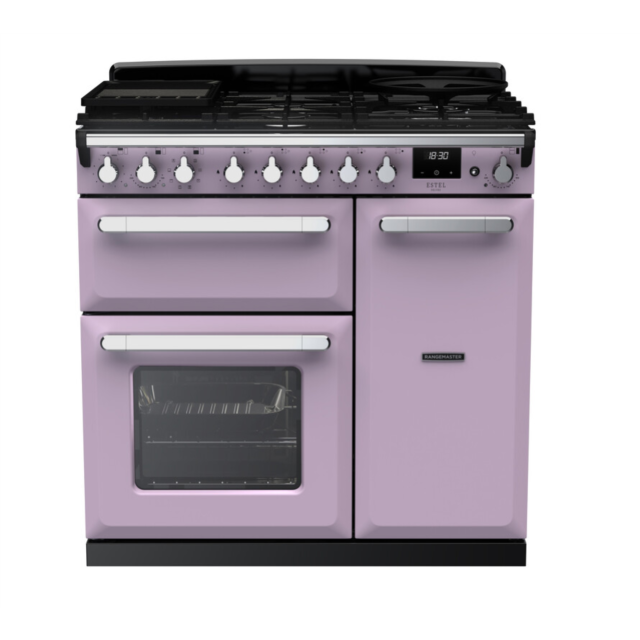 Rangemaster ESDL90DFPHTH/CM1 Estel Deluxe 90 Dual Fuel Range Cooker - Heather - A Rated