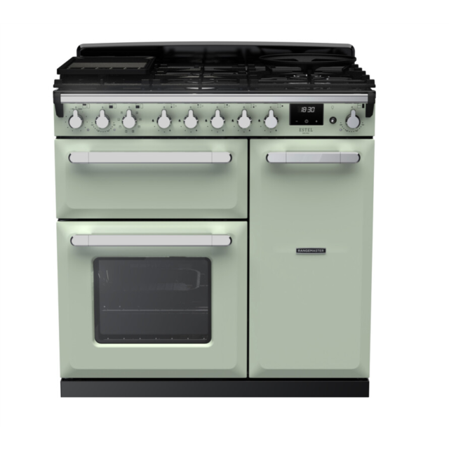 Rangemaster ESDL90DFPMNT/CM1 Estel Deluxe 90 Dual Fuel Range Cooker - Mint - A Rated