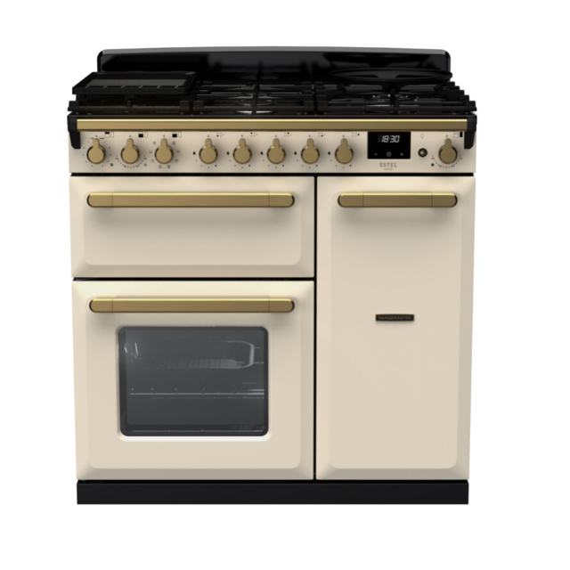 Rangemaster ESDL90DFPPCR/AB1 Estel Deluxe 90 Dual Fuel Range Cooker - Pale Cream - A Rated