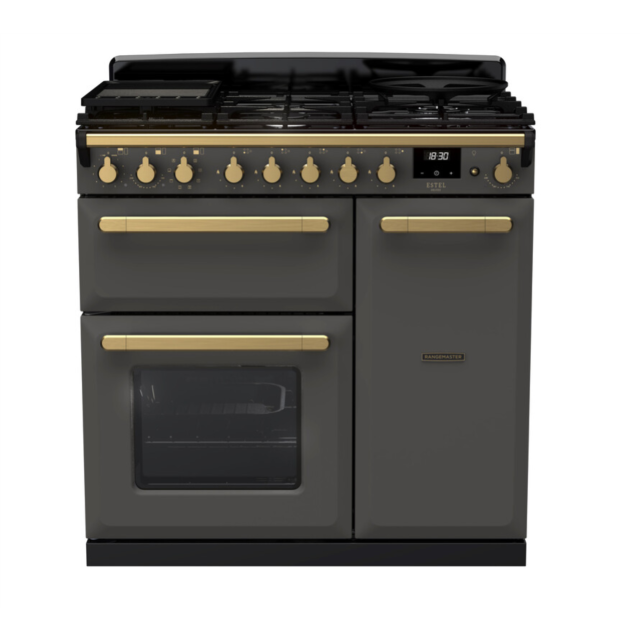 Rangemaster ESDL90DFPSLT/AB1 Estel Deluxe 90 Dual Fuel Range Cooker - Slate - A Rated