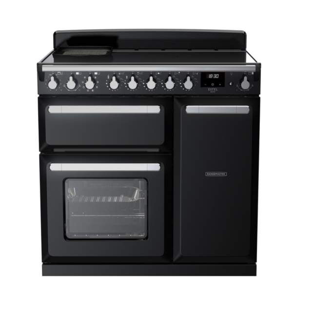 Rangemaster ESDL90EIPGBL/CM1 Estel Deluxe 90 Induction Range Cooker - Gloss Black - A Rated