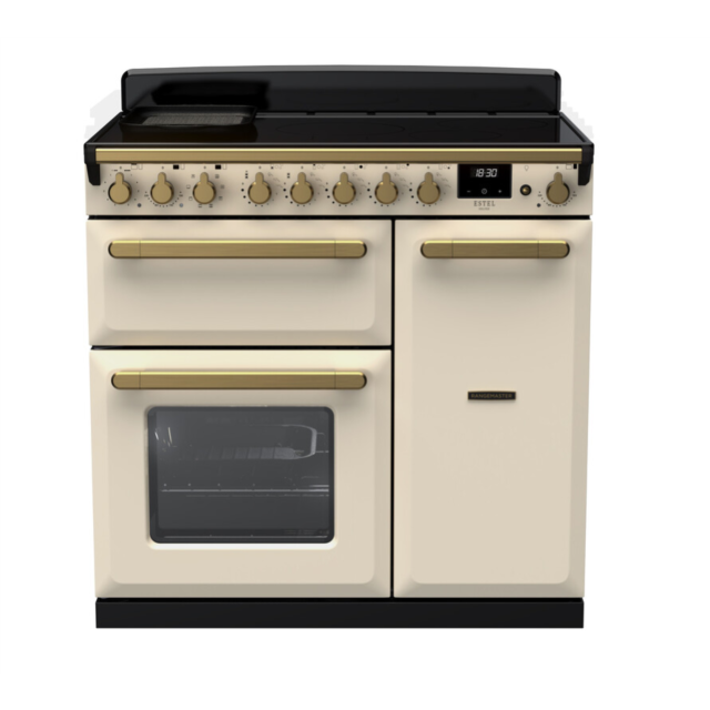 Rangemaster ESDL90EIPPCR/AB1 Estel Deluxe 90 Induction Range Cooker - Pale Cream - A Rated