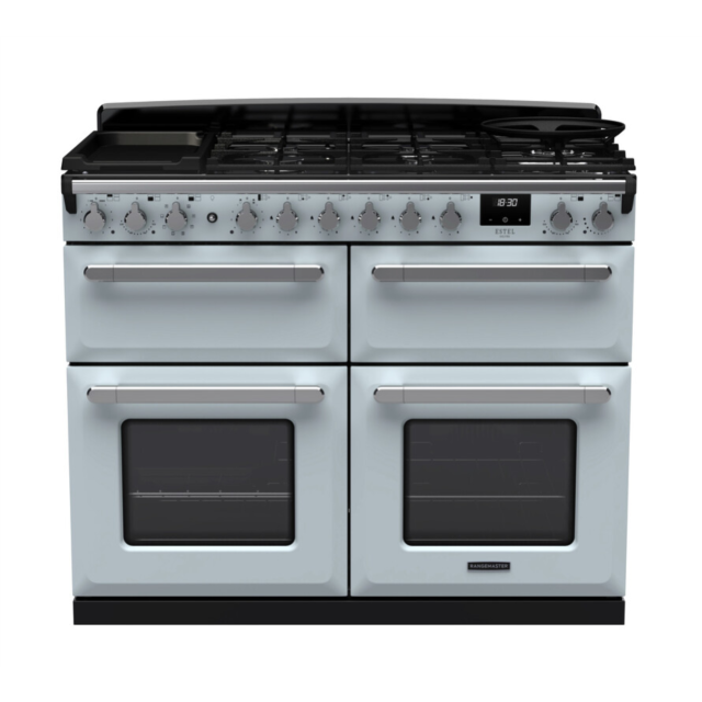 Rangemaster ESDLB110DFPMSB/CM1 Estel Deluxe 110 Dual Fuel Range Cooker - Misty Blue - A Rated