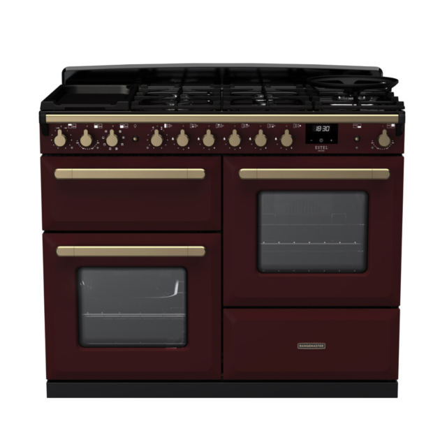 Rangemaster ESDLO110DFPBOR/AB1 Estel Deluxe 110 Dual Fuel Range Cooker - Bordeaux - A Rated