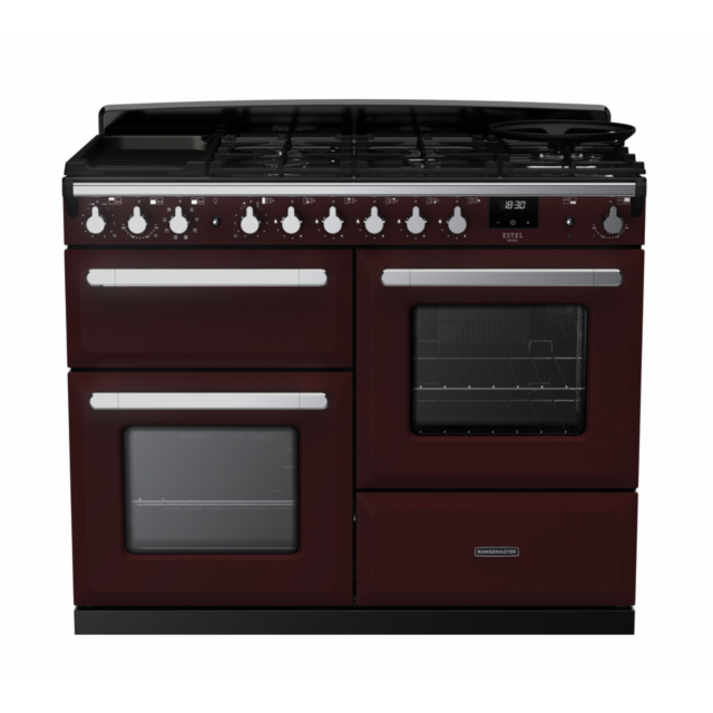 Rangemaster ESDLO110DFPBOR/CM1 Estel Deluxe 110 Dual Fuel Range Cooker - Bordeaux - A Rated