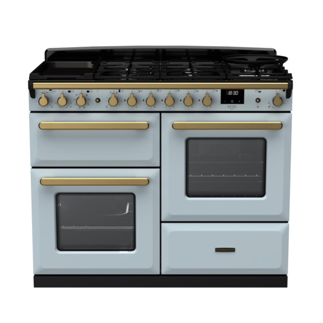 Rangemaster ESDLO110DFPMSB/AB1 Estel Deluxe 110 Dual Fuel Range Cooker - Misty Blue - A Rated