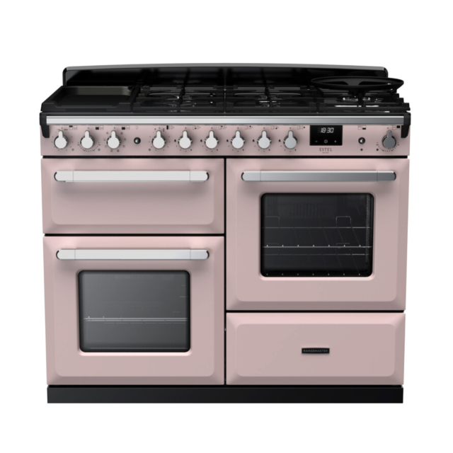 Rangemaster ESDLO110DFPPPK/CM1 Estel Deluxe 110 Dual Fuel Range Cooker - Pale Pink - A Rated