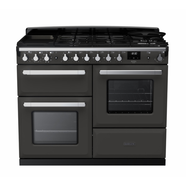 Rangemaster ESDLO110DFPSLT/CM1 Estel Deluxe 110 Dual Fuel Range Cooker - Slate - A Rated