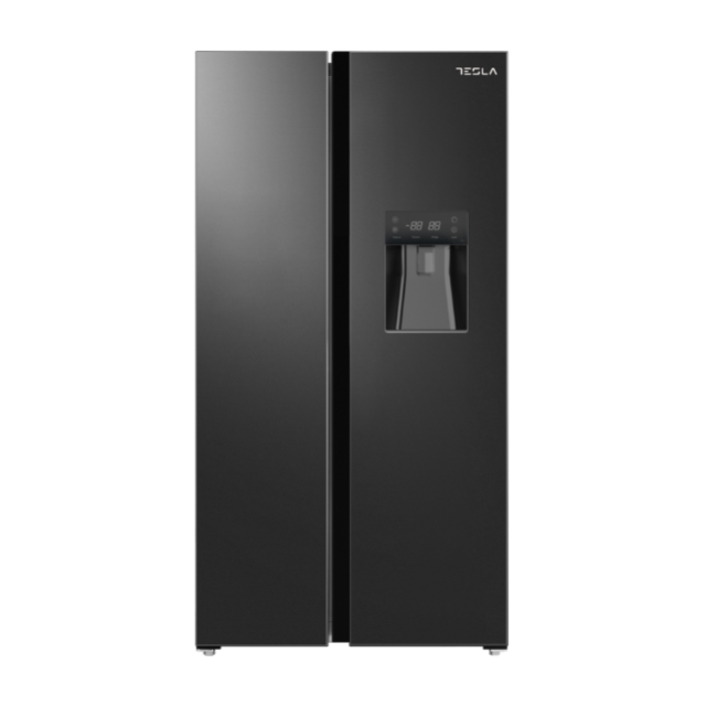 Tesla T582SBSB Level 3 Side by Side Fridge Freezer - Black