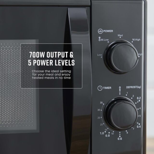 Swan SM4420BLK 20L 700W Manual Microwave - Black