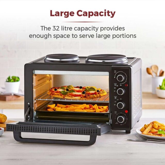 Tower T14044 32 Litre Mini Oven with Hot Plates - Black
