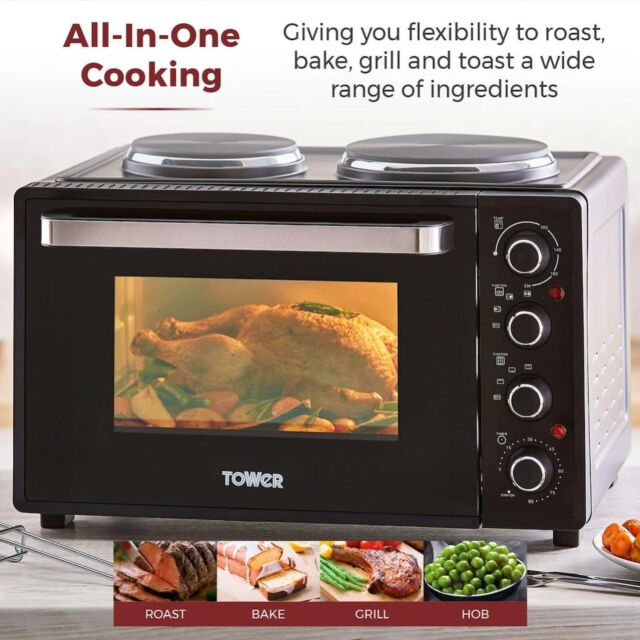 Tower T14044 32 Litre Mini Oven with Hot Plates - Black