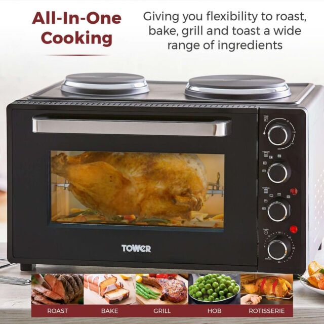 Tower T14045 42 Litre Mini Oven with Hot Plates - Black
