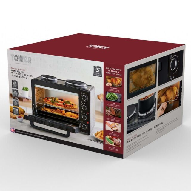 Tower T14045 42 Litre Mini Oven with Hot Plates - Black