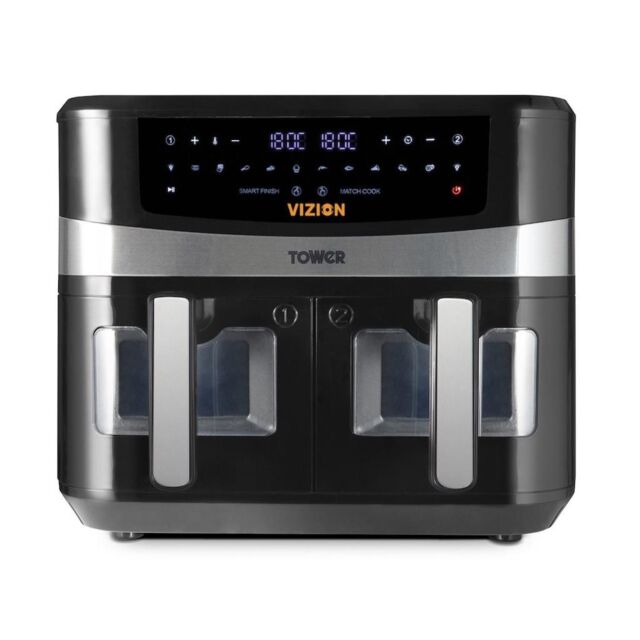 Tower T17100 Vortx Vizion 9LT Dual Basket Air Fryer Digital Black
