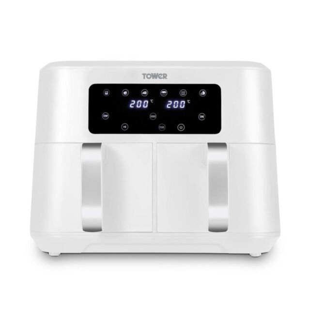 Tower T17137WHT Vortx 8.5L Dual Basket Air Fryer Digital - White