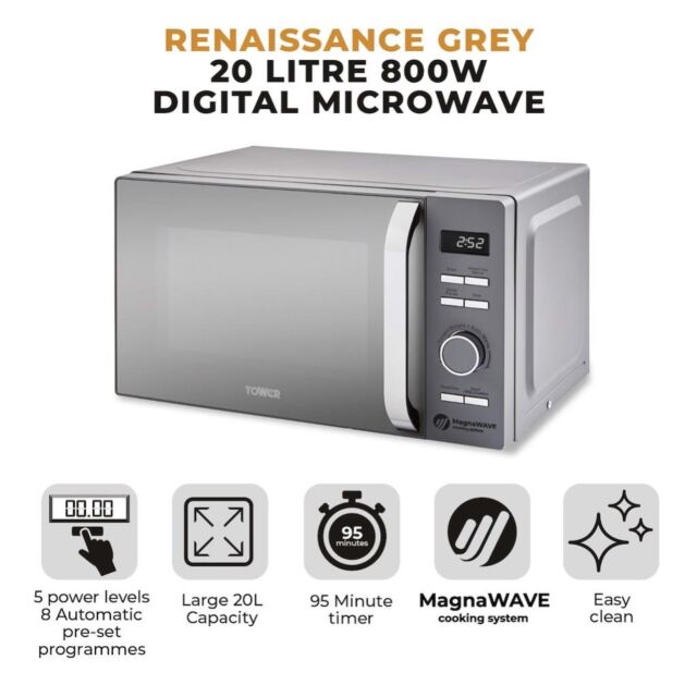 Tower T24039GRY Renaissance 20L Microwave - Grey
