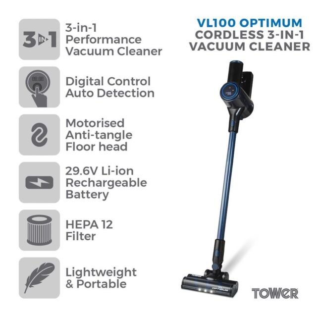 Tower T513012AT VL100 Optimum Cordless 3-in-1 Vacuum Cleaner