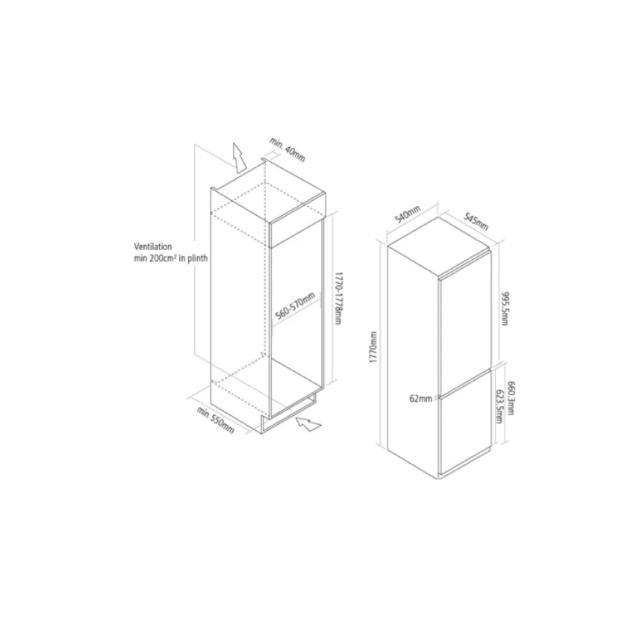 Caple RI7307 70:30 Frost Free In-Column Fridge Freezer
