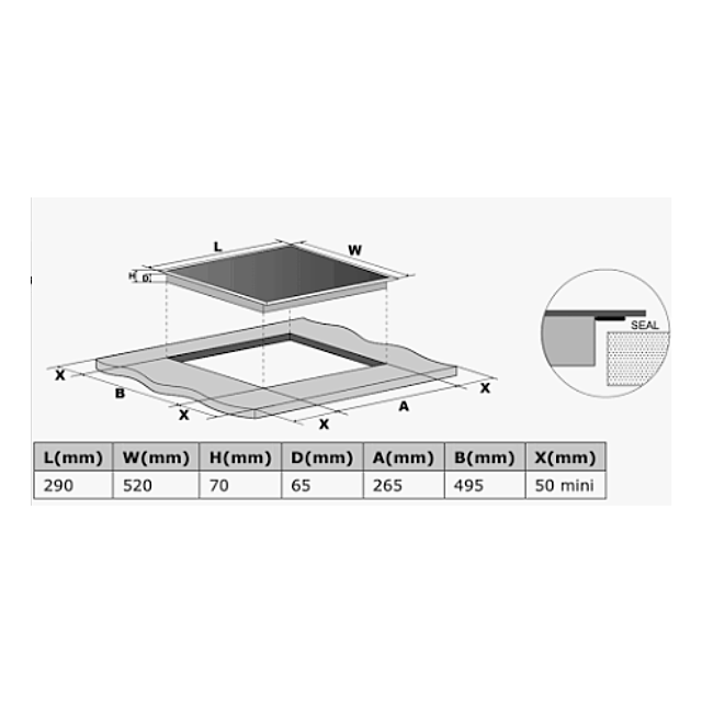 Cata UBIND30FLC 30cm 2 Zone Induction Hob • Black • Touch Control with Red LED Display • 2.8kW Total