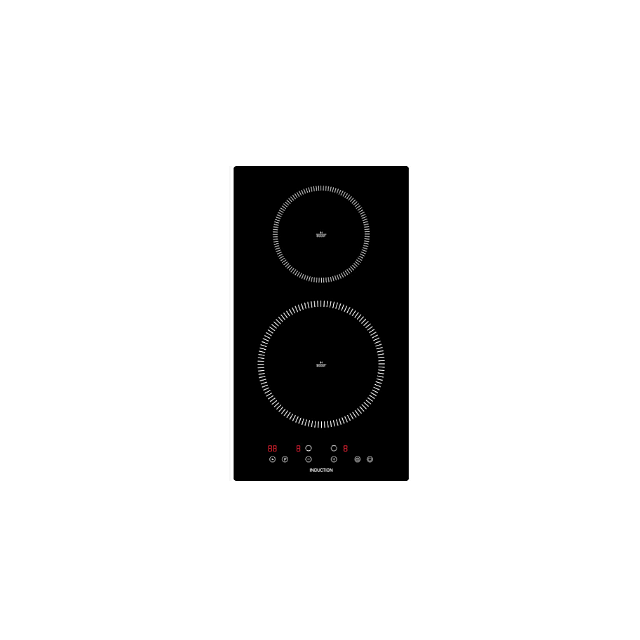 Cata UBIND30FLC 30cm 2 Zone Induction Hob • Black • Touch Control with Red LED Display • 2.8kW Total