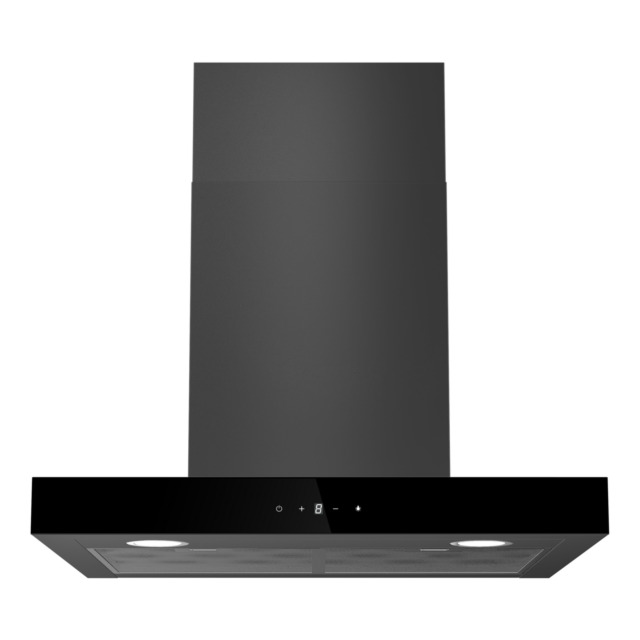 Cata UBSBOX60BK 60cm Box Hood Black Black Glass Control Panel 3 Fan Speeds Boost Touch Control with 