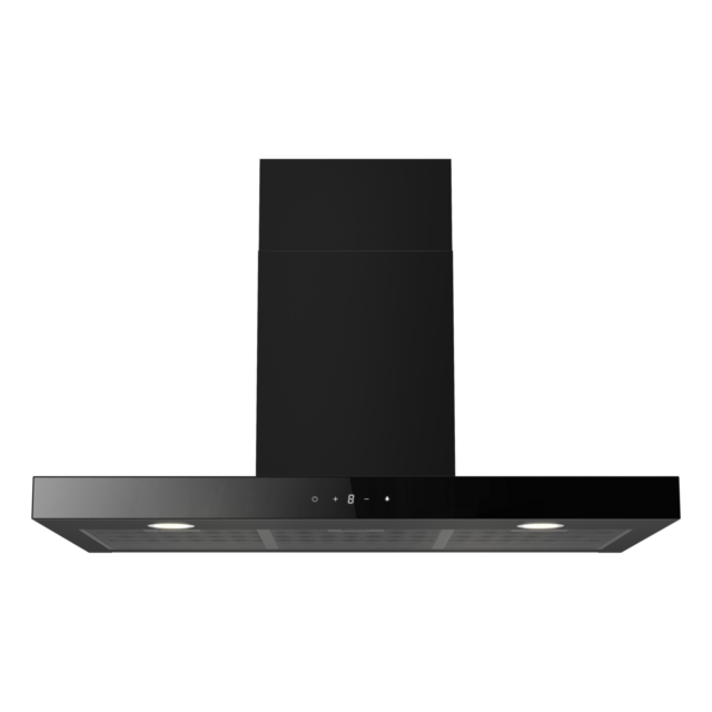 Cata UBSBOX90BK 90cm Box Hood Black Black Glass Control Panel 3 Fan Speeds Boost Touch Control with 