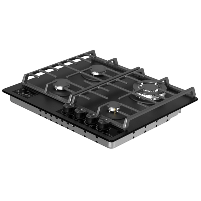 CDA HVG631MB 4 Burner Gas Hob Front Contol Wok Burner Back Right