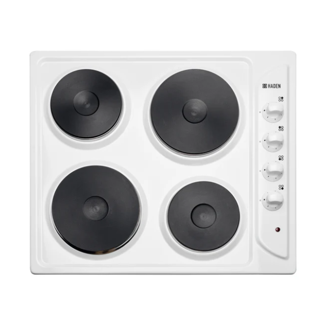 Haden HSP60W Electric Solid plate hob with 4 solid plate rings- white