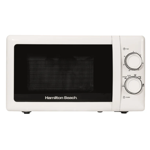 Hamilton Beach 20L Manual White Microwave With Stainless Steel Cavity