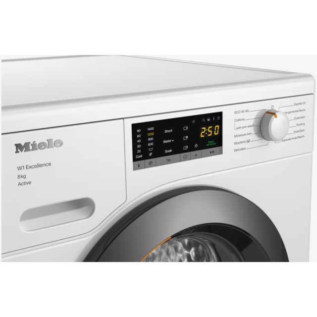 Miele WEA125WCS 8kg Honeycomb drum 1400 rpm A-10% Energy Rating Extremely quiet (72dB) CapDosing Add