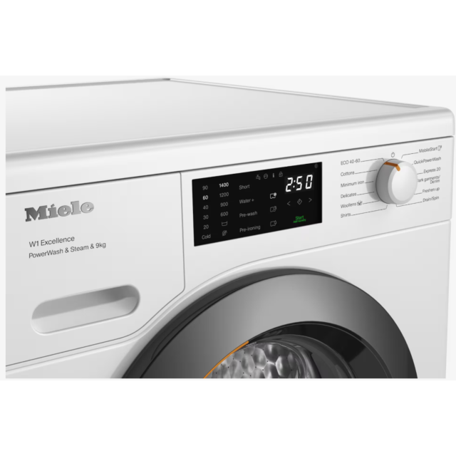 Miele WED385WCS 9kg Honeycomb drum 1400 rpm A-20% Energy Rating Extremely quiet (72dB) QuickPowerWas