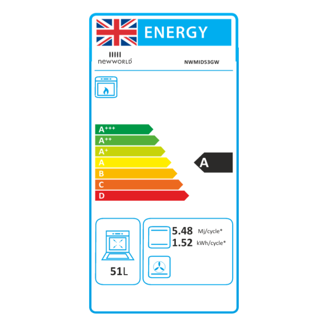 New World NWMID53GW 50Cm Twin Cavity Gas Cooker 