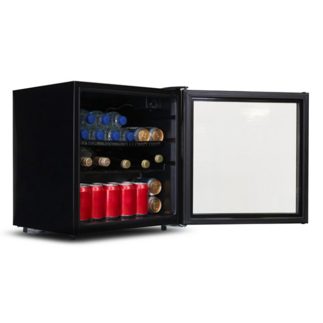 Sia DC2BL Mini Drinks Fridge, Table Top 50L Beer / Wine Cooler With Glass Door